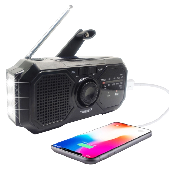 динамо радиоприемник с фонарем и солнечной панелью