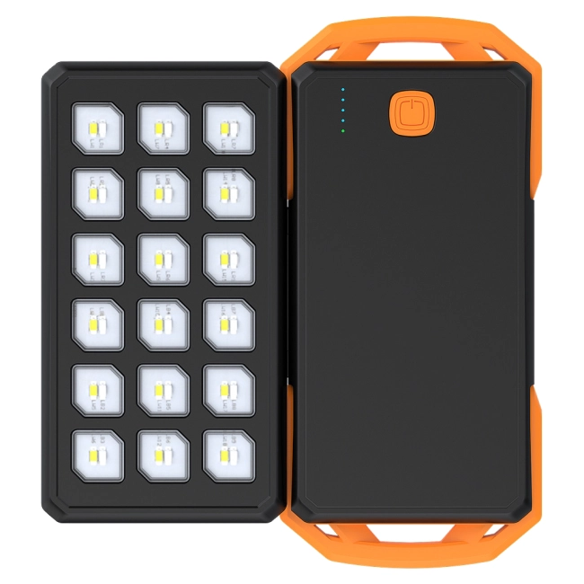 повербанк зі складною сонячною панеллю та ліхтарем