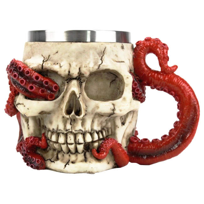 кружка череп с осьминогом