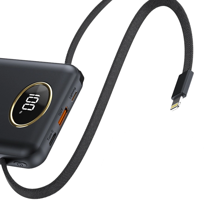 зовнішній акумулятор 10000 mah з кабелями