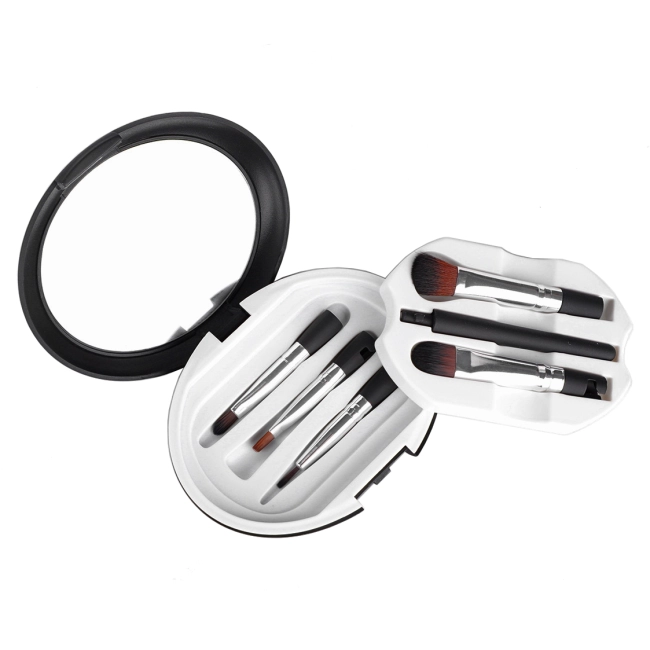 дорожній набір пензлів для макіяжу з дзеркалом