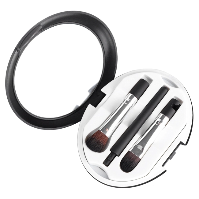 набір пензлів дорожній для макіяжу з дзеркальцем