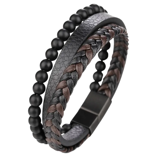 кожаный мужской браслет на руку