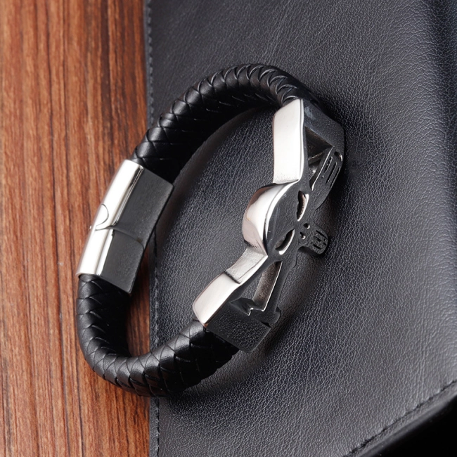 чоловічий браслет із нержавіючої сталі з черепом