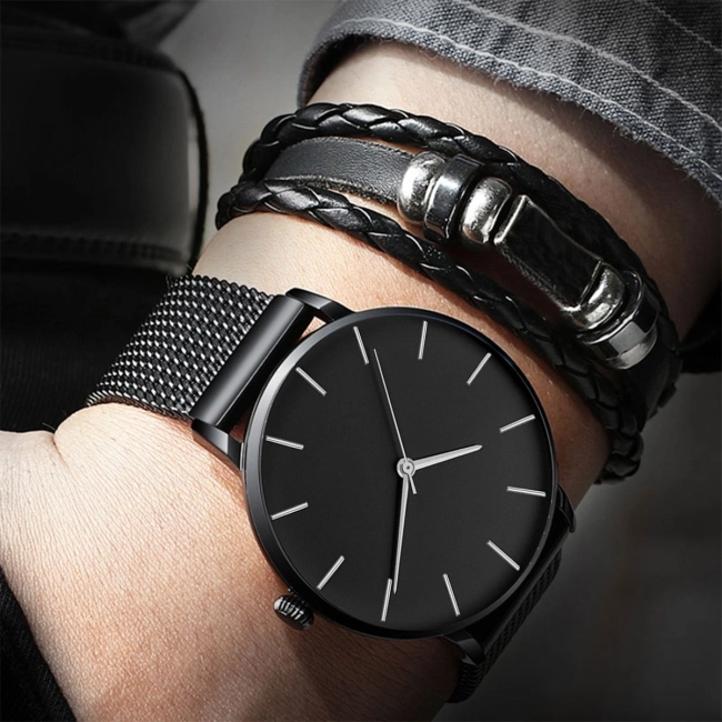 мужской подарочный набор часы с браслетом