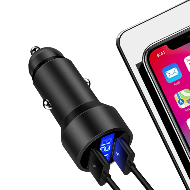 зарядний пристрій з вольтметром для прикурювача