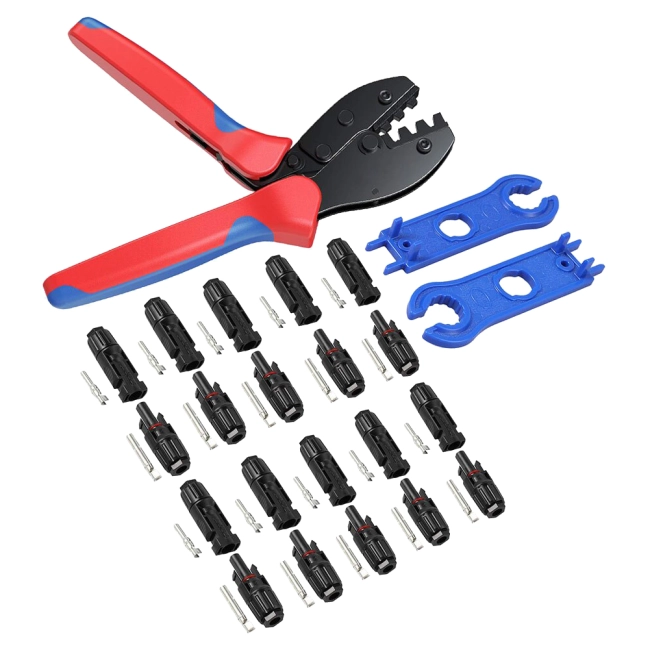 набір інструментів для обжиму mc4 сонячних панелей з конекторами в сумці