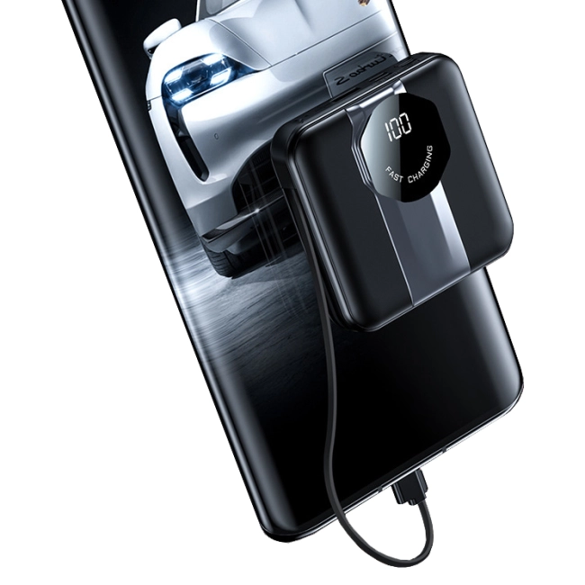 зовнішній акумулятор із вбудованими кабелями 20000 маг