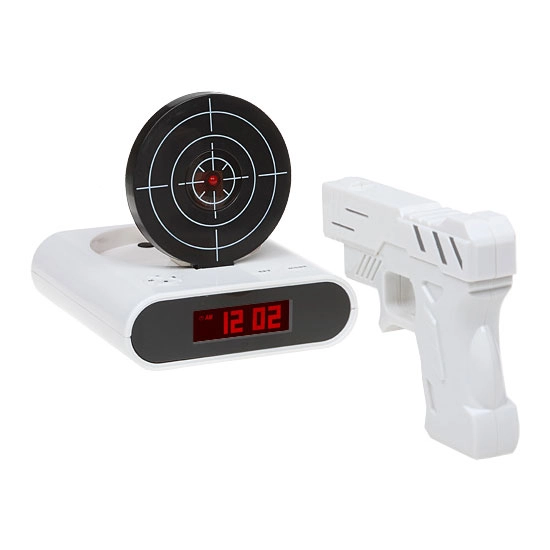 будильник-мишень с пистолетом