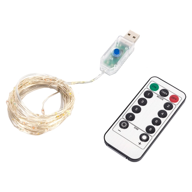 гирлянда проволока от usb с пультом 20 м