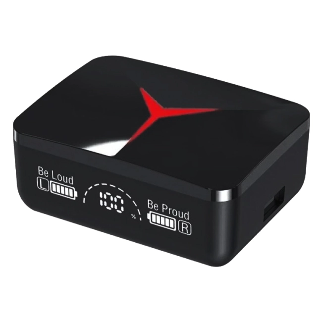 наушники беспроводные с индикатором заряда на кейсе