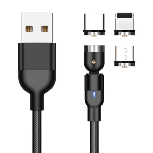 Поворотный магнитный кабель для зарядки 3 в 1 (micro-usb, type-c, lightning) магнитный кабель для зарядки 3 в 1