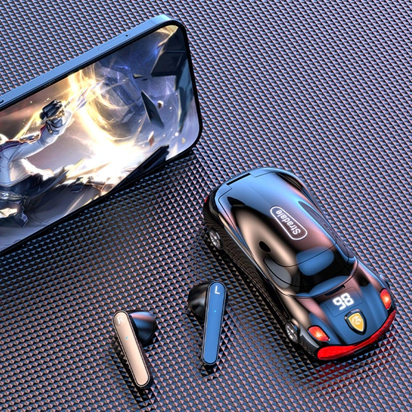 беспроводные наушники с кейсом в виде машинки