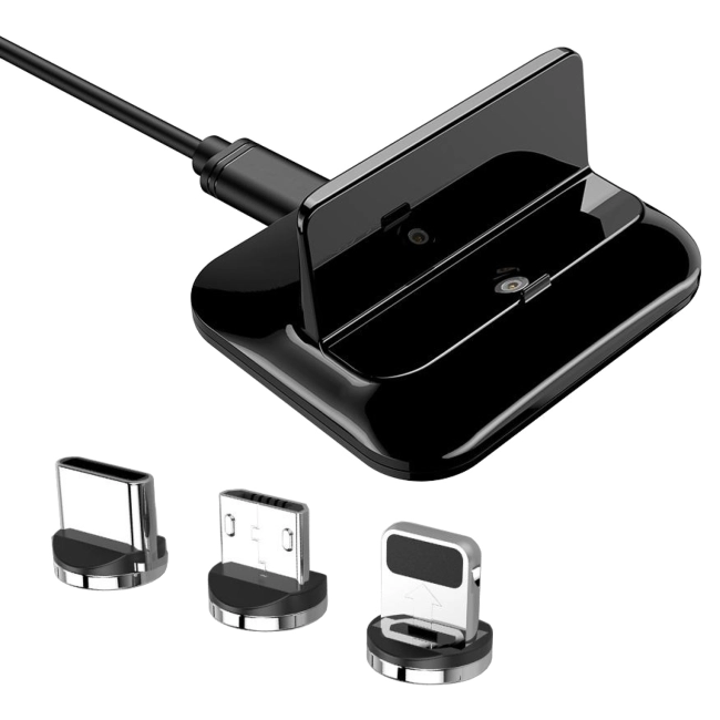 магнітна док станція для телефону з трьома типами роз'ємів