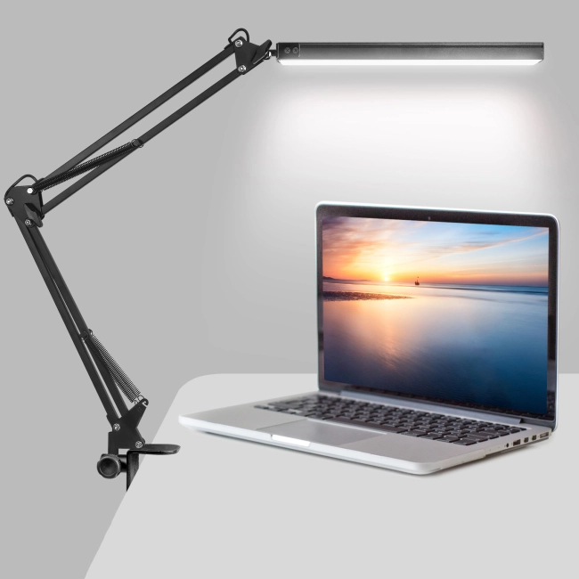 гибкая лампа с креплением на стол