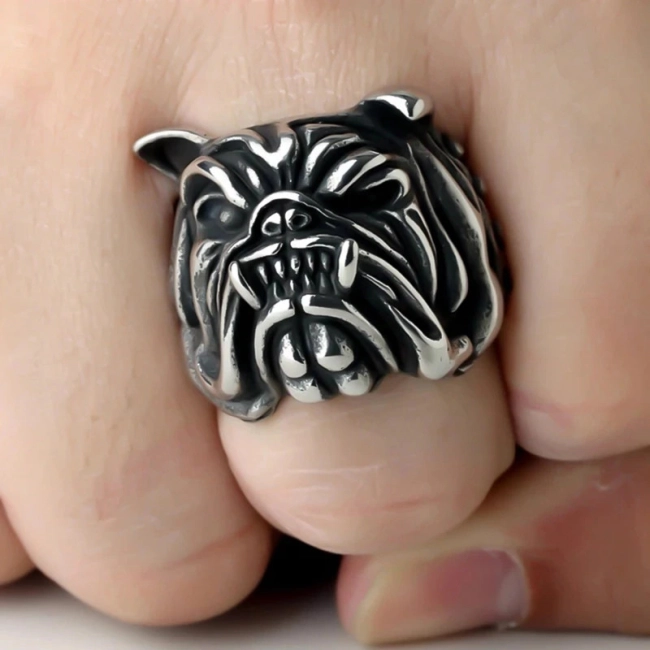 кольцо с бульдогом для мужчин