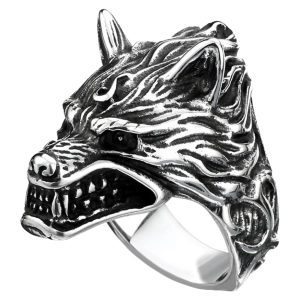 мужское кольцо волк