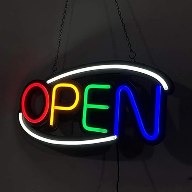 светодиодная вывеска открыто