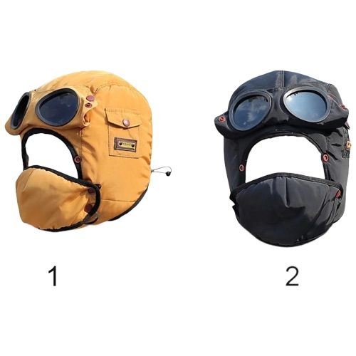 Зимова шапка-шолом з окулярами