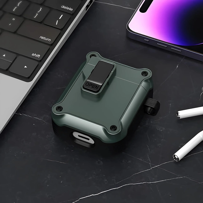 чехол с карабином для наушников airpods