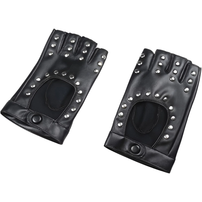 перчатки без пальцев с заклепками