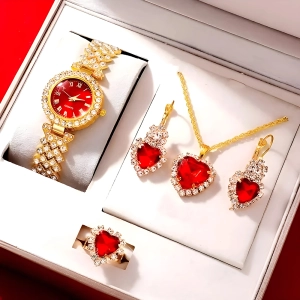 Комплект с кулоном, часами, серьгами и кольцом комплект с кулоном