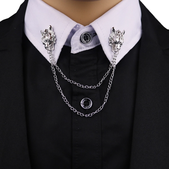 брошь с цепочками на воротник