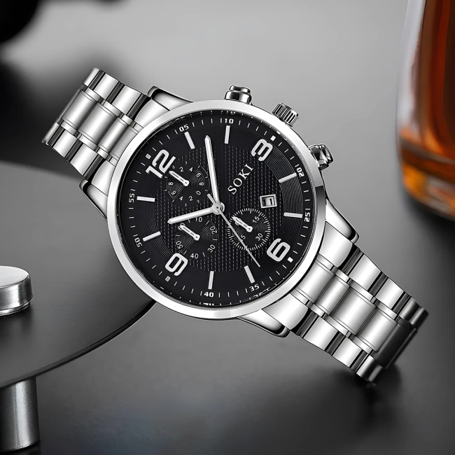 мужской комплект из браслета и часов