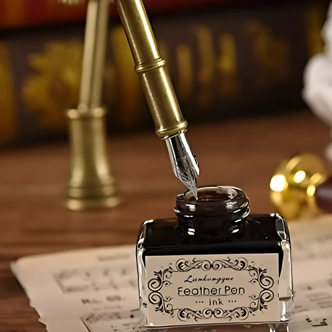 подарочный набор с ручкой пером и сменными перьями