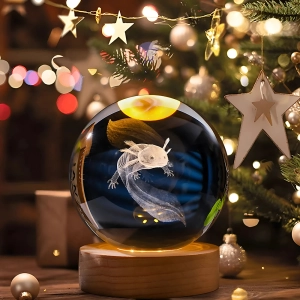 Нічник кришталева куля аксолотль ночник хрустальный шар