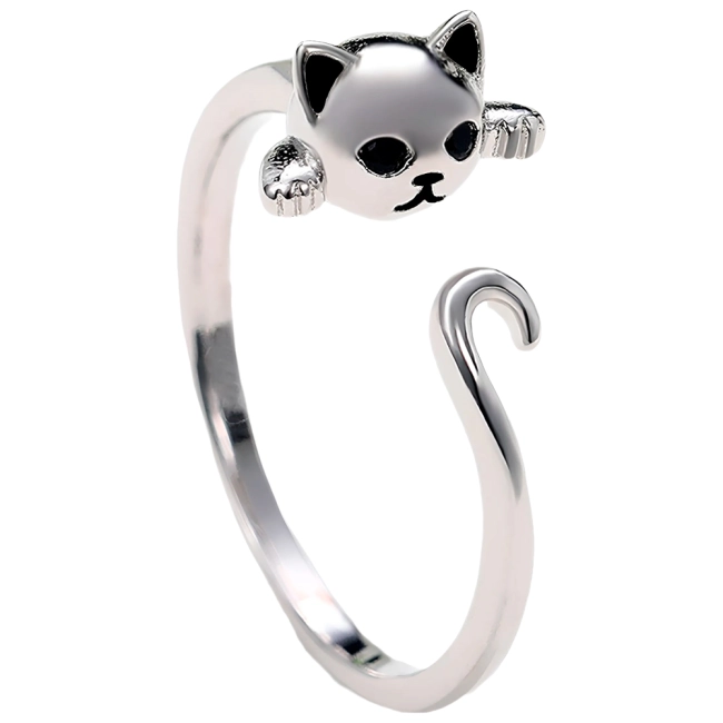 женское кольцо с котом