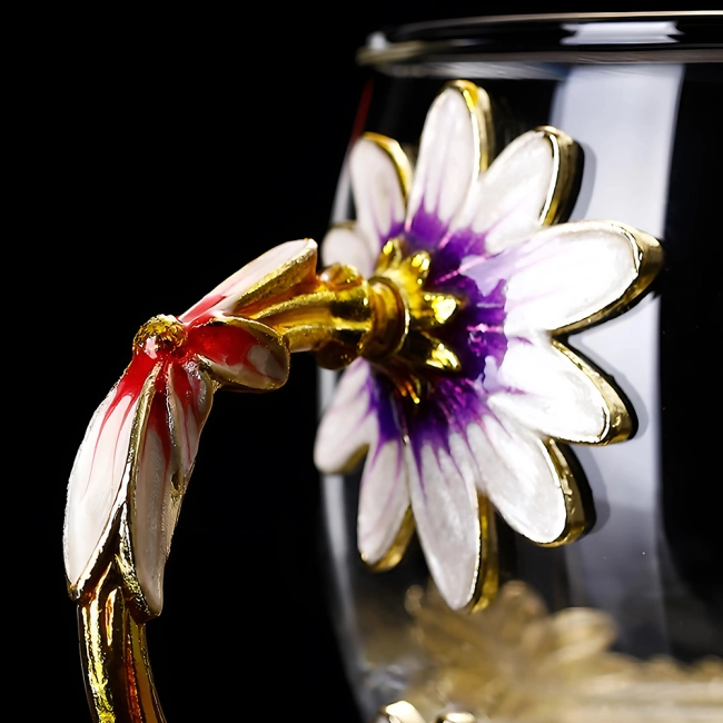 прозрачная кружка с цветами