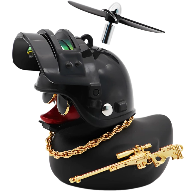 утка в шлеме на торпеду