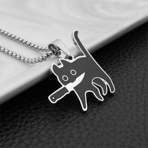 Кулон в виде кота с ножом на шею Кулон в виде кота