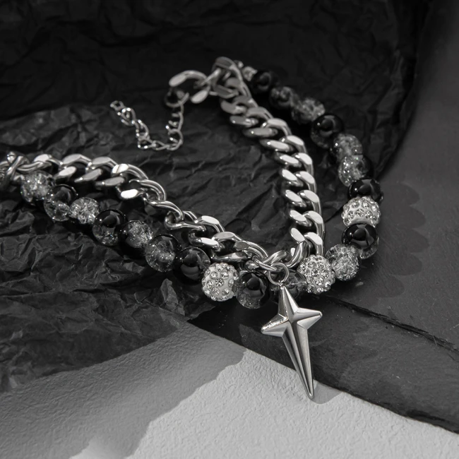 мужской браслет с бусинами камнями