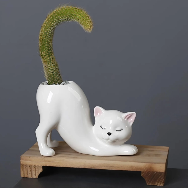 цветочный горшок с кошкой