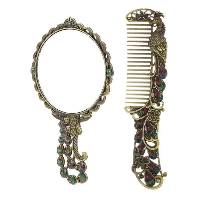 винтажный набор с зеркалом и расческой