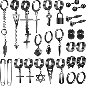 Комплект сережок в стилі панк-рок 28 шт комплект сережок