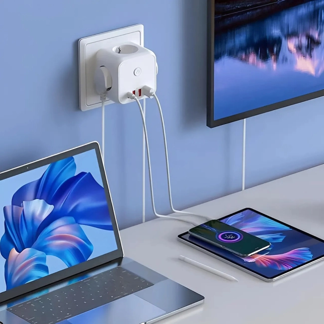 трійник для розетки з вимикачем