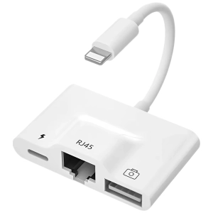 Переходник 3 в 1 с Lightning на USB, RJ45 и Type-C переходник 3 в 1