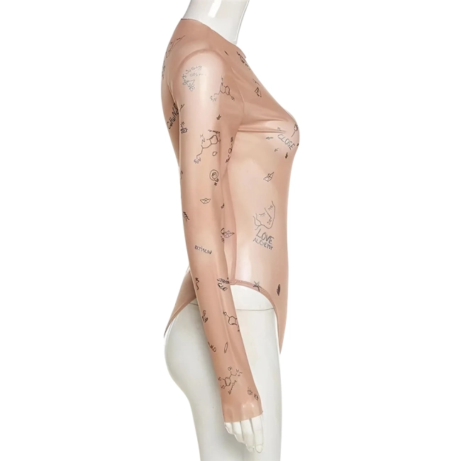 боди с тату принтом