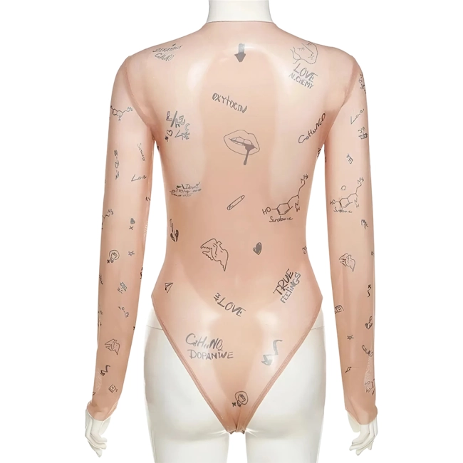 боди с имитацией татуировок