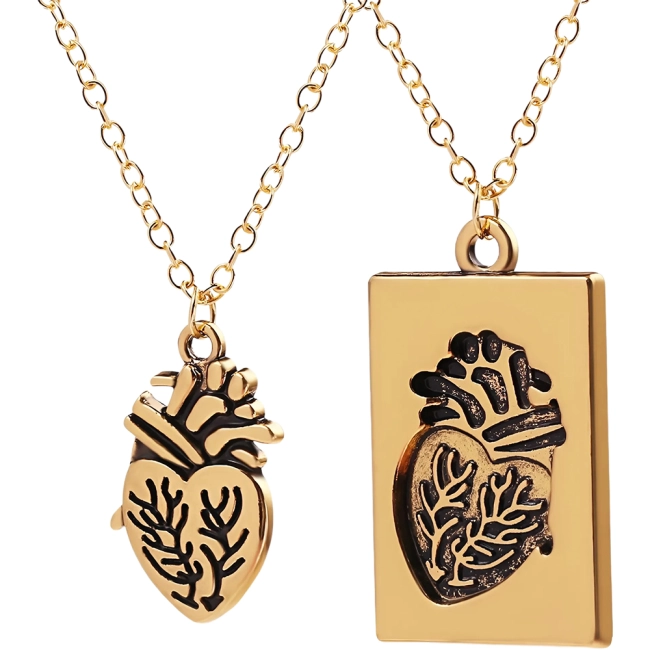 парные кулоны с сердцами