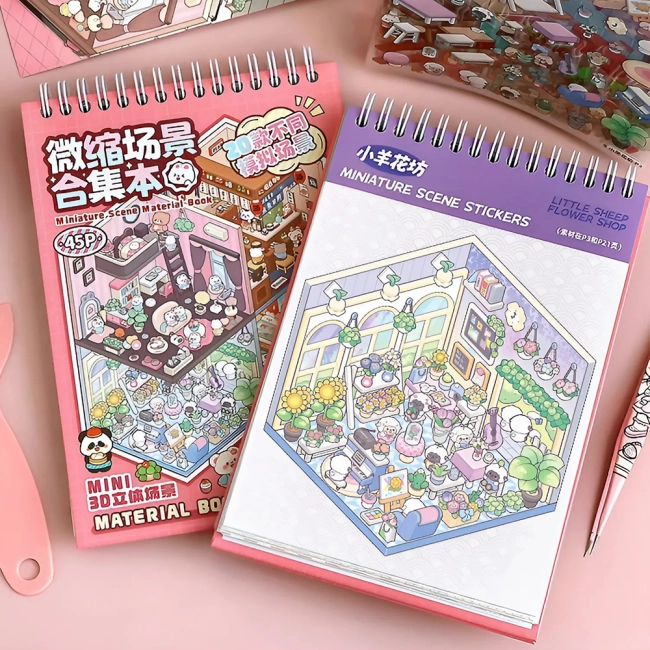 блокнот с комнатами и наклейками