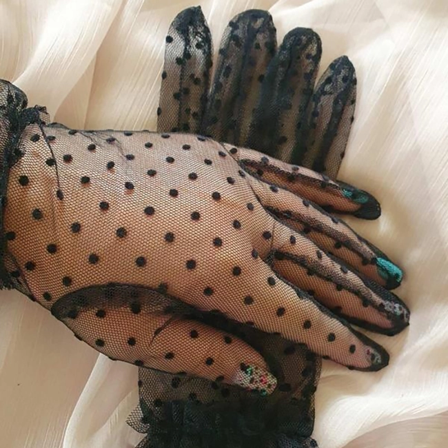 жіночі рукавички в горошок