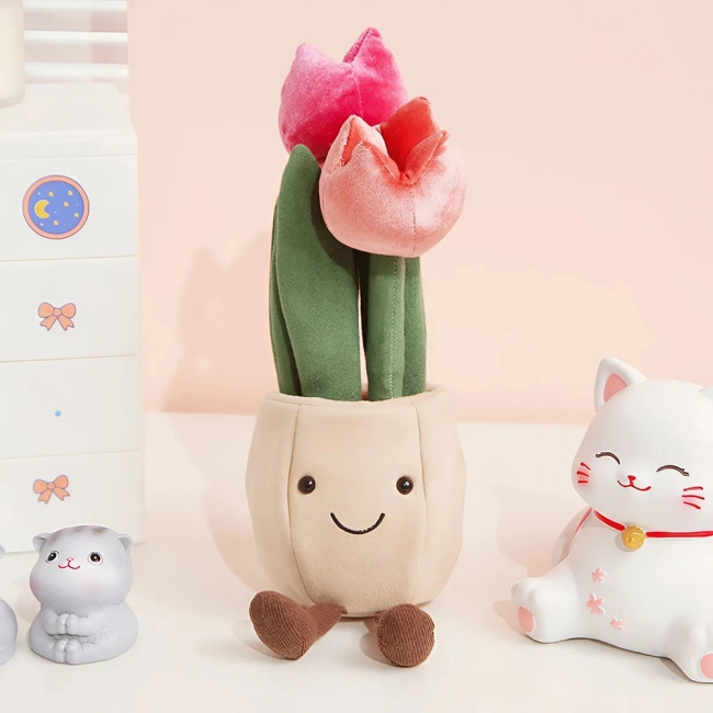 плюшевый цветок в горшке