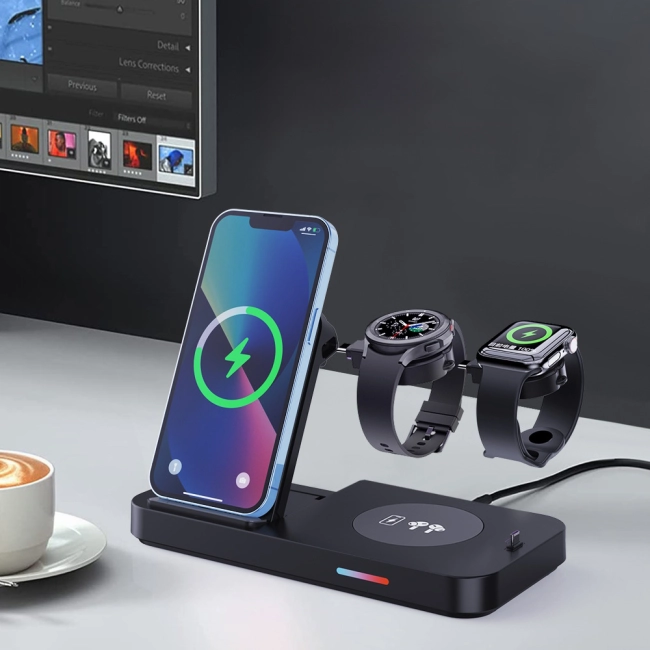 зарядная станция для телефона наушников и часов