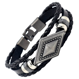 Потрійний браслет для чоловіків із ромбом браслет для чоловіків