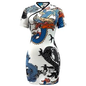 Платье ципао с принтом дракона платье ципао