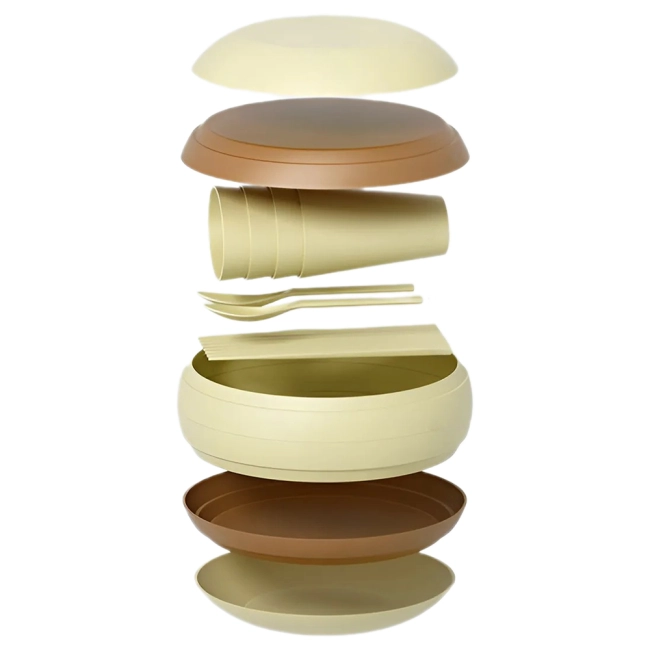 набор столовых приборов с тарелками